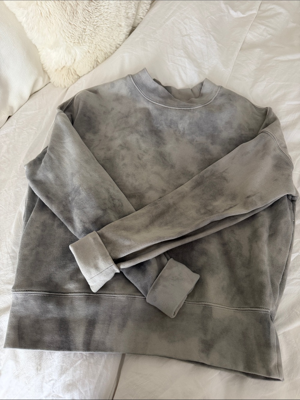 Hudson Jeans Gray Tie-Dye Crewneck Sweatshirt